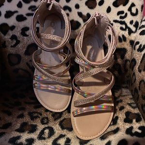 Rose gold strappy sandals